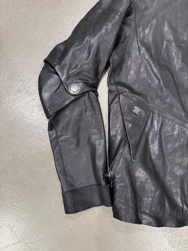 Isaac Sellam artisanal leather jacket with metal spine