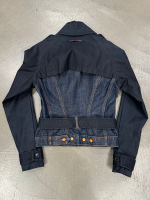 1990s Jean Paul Gaultier hybrid trench coat denim jacket Size: 42