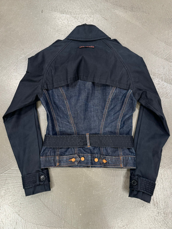 1990s Jean Paul Gaultier hybrid trench coat denim jacket Size: 42