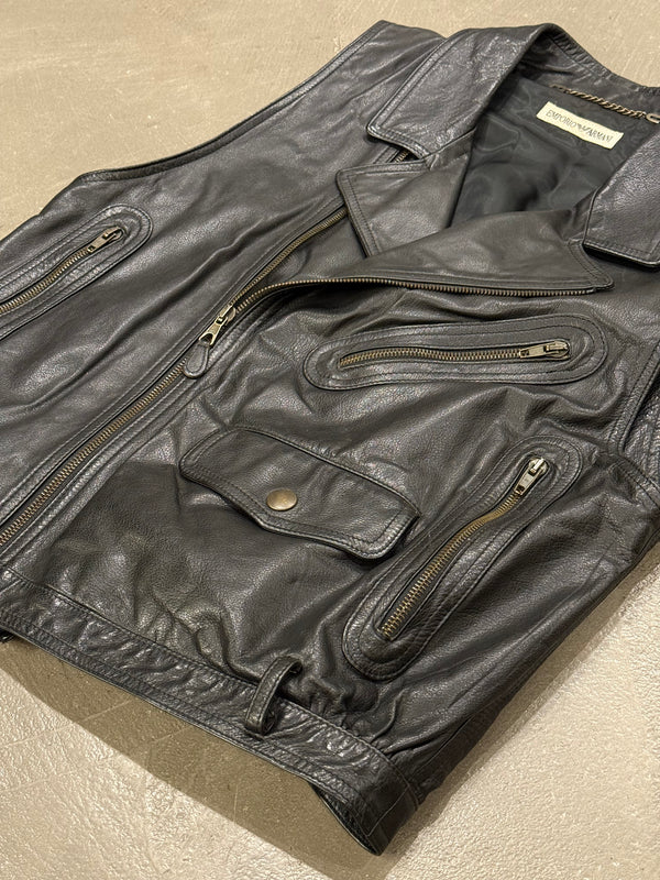 1990s Emporio Armani biker leather vest