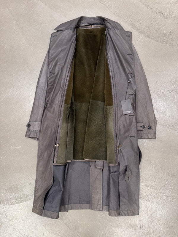 2000s YVES Saint Laurent by Pilati leather trench coat with removable lining