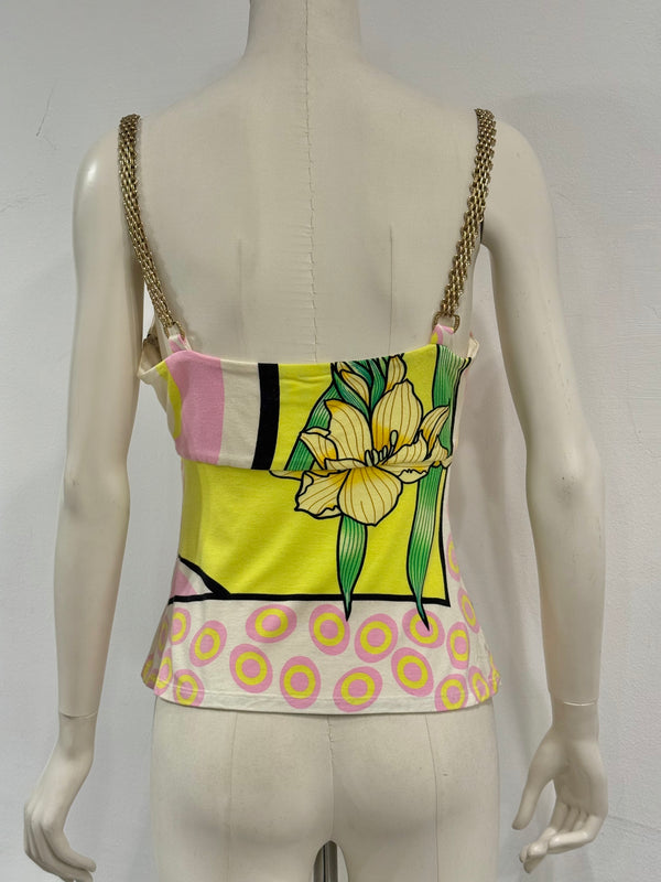 2000s Gianni Versace metal strap floral top
