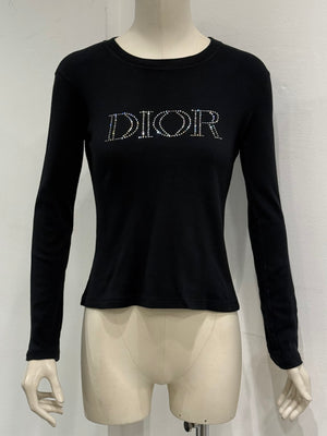 2005 Christian Dior by Galliano Swarovski logo longsleeve