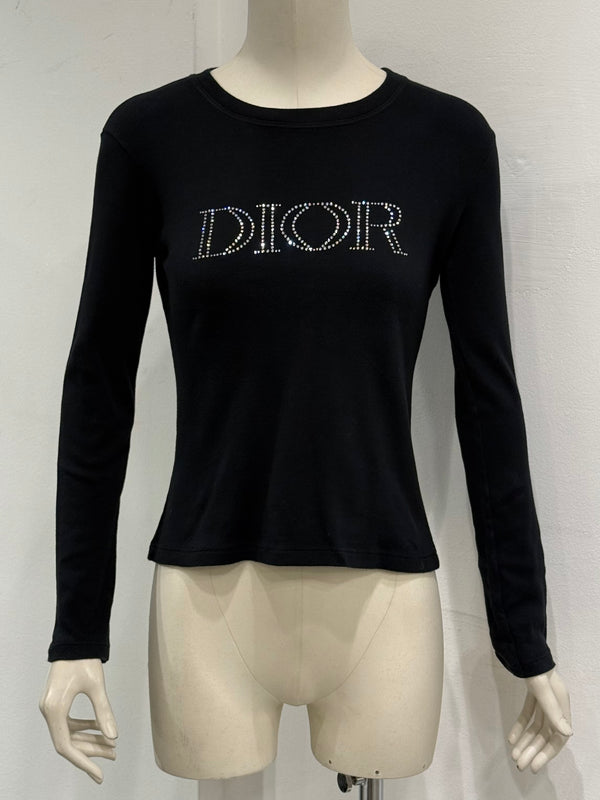 2005 Christian Dior by Galliano Swarovski logo longsleeve