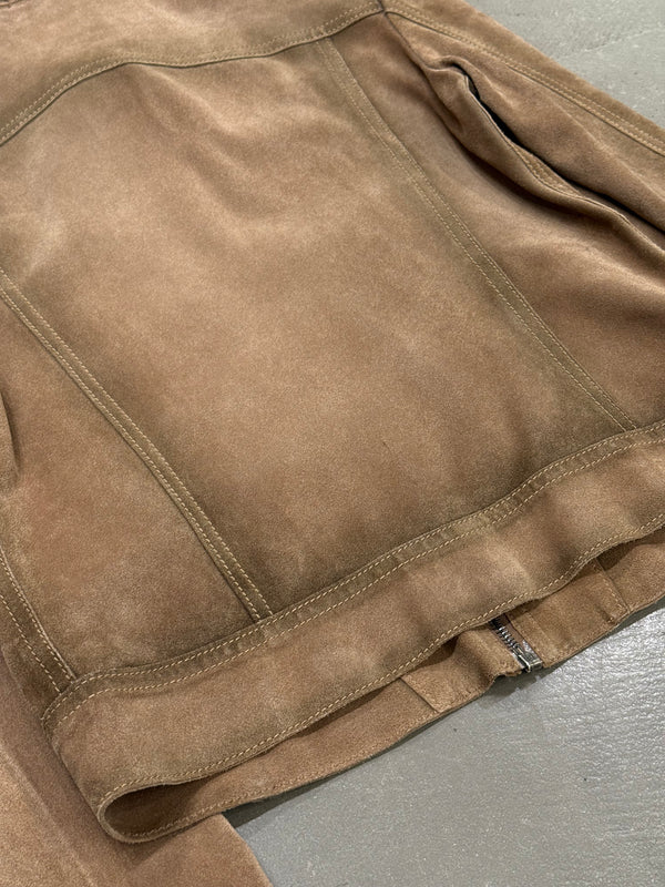 2000s Prada paneled western suede leather jacket