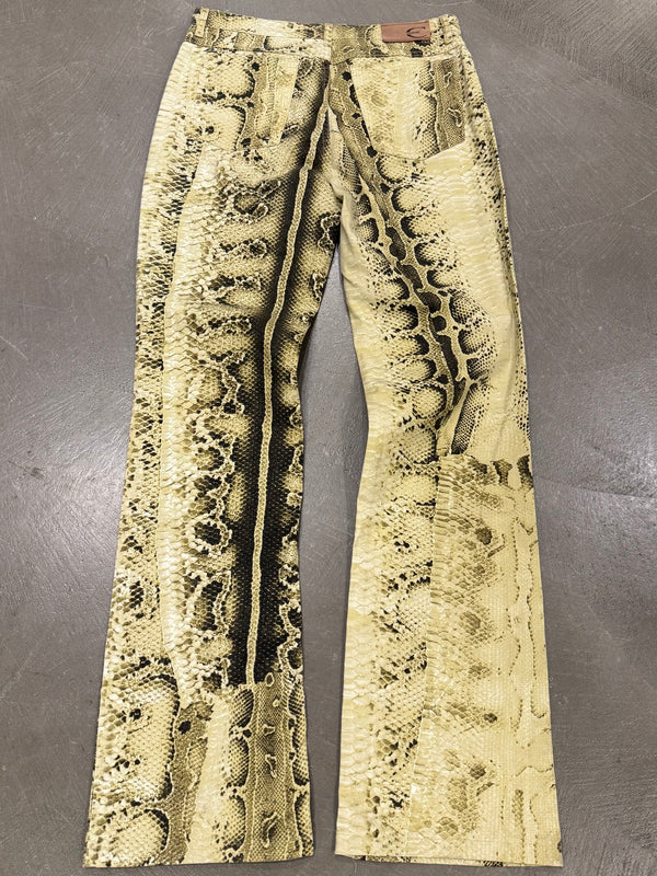 2000s Cavalli snakeskin print flared jeans