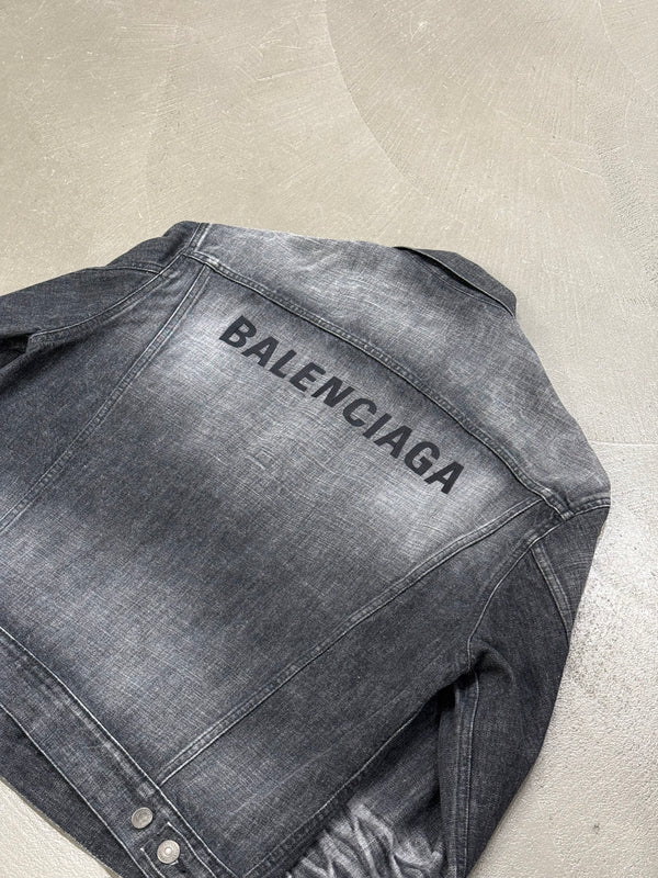 Balenciaga faded logo oversized denim jacket