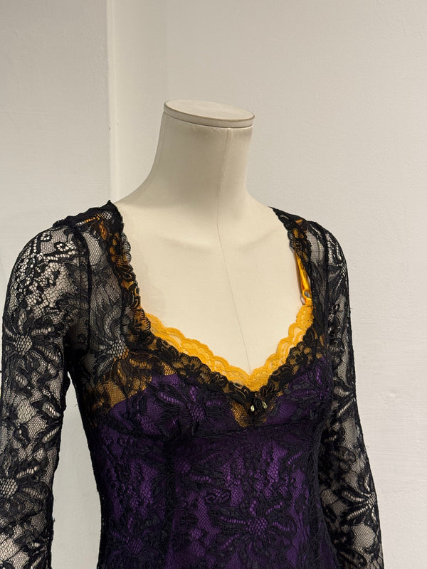 2000s Dolce & Gabbana lace double layer blouse