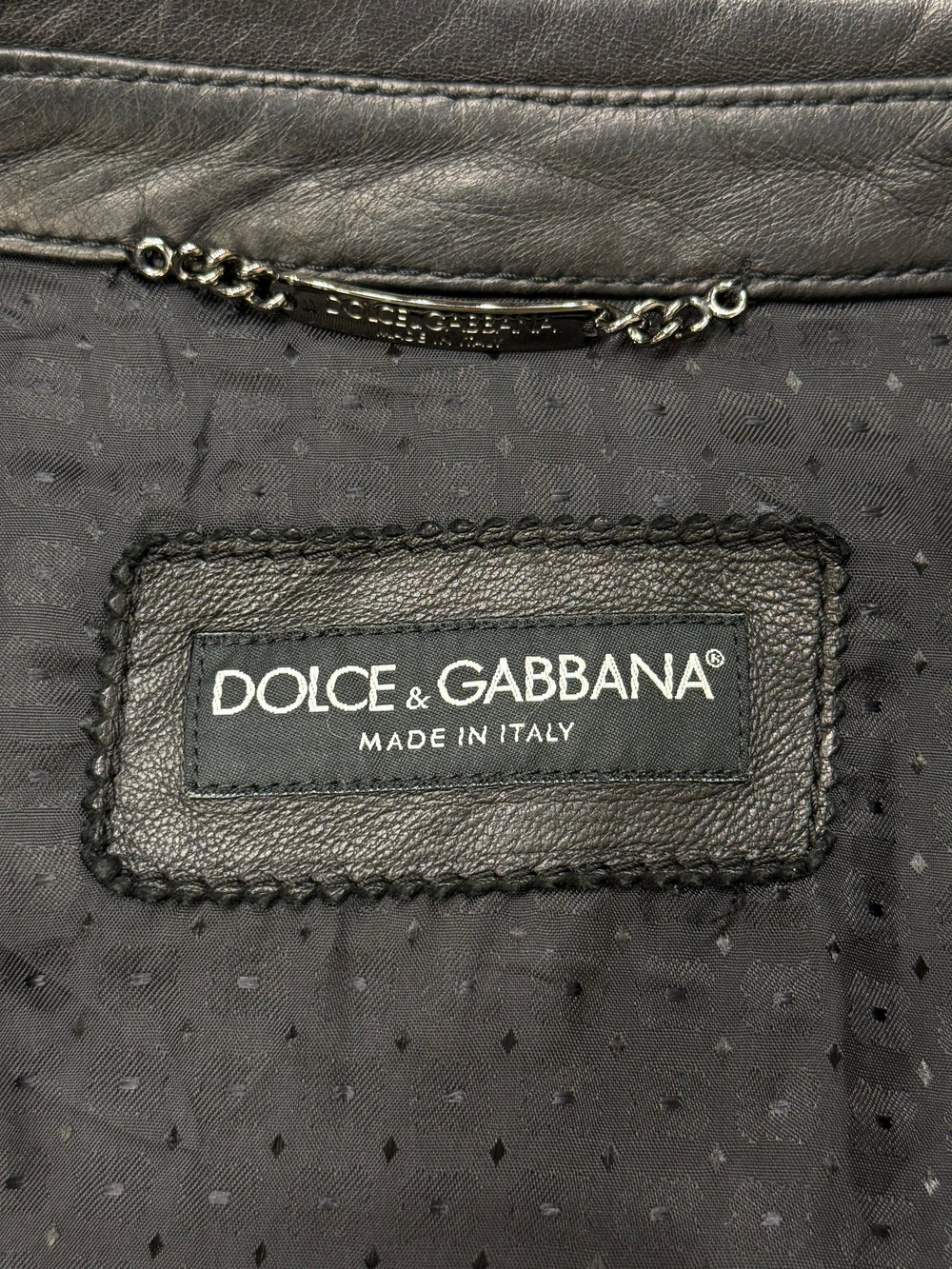 2000s Dolce & Gabbana leather bomber jacket