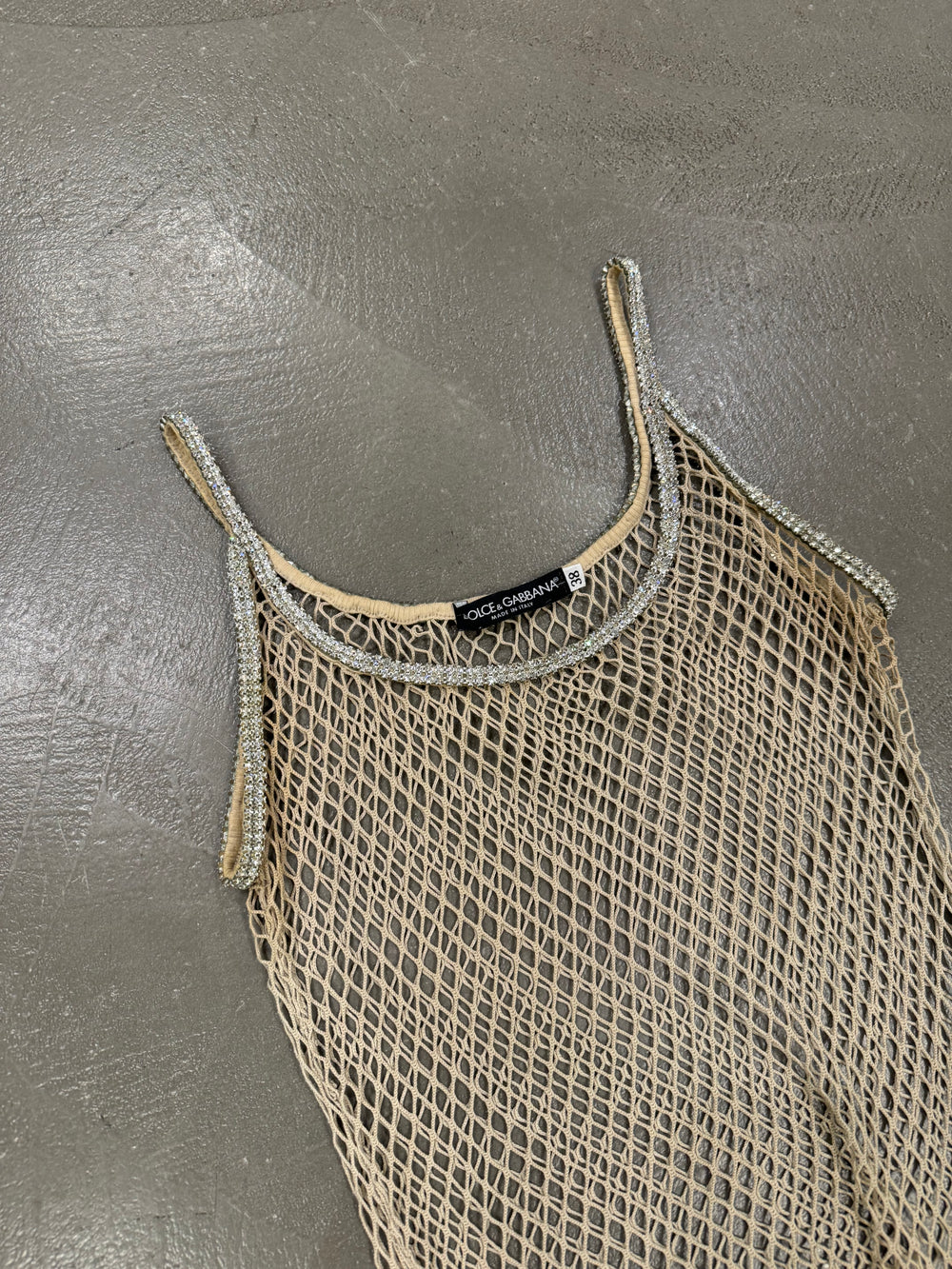S/S 2002 Dolce & Gabbana J-Lo fishnet Swarovski top