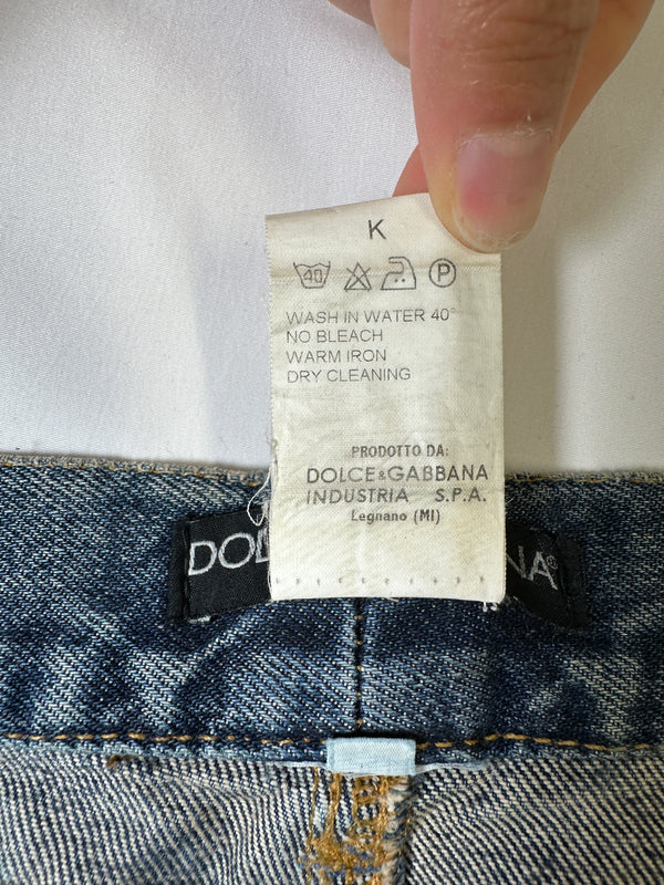 S/S 2001 Dolce & Gabbana safety pin punk jeans with broches