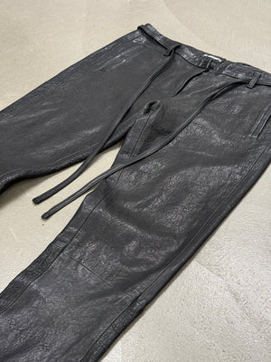2000s Ann Demeulemeester leather pants with waist straps