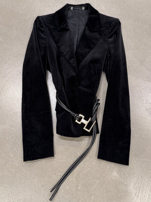 F/W2004 Gucci by Tom Ford velvet blazer with belt