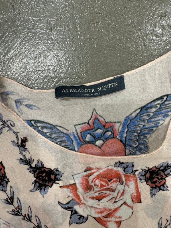 S/S 2003 Alexander McQueen tattoo mesh top