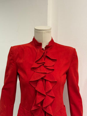 A/W2003 Yves Saint Laurent runway ruffled suede jacket