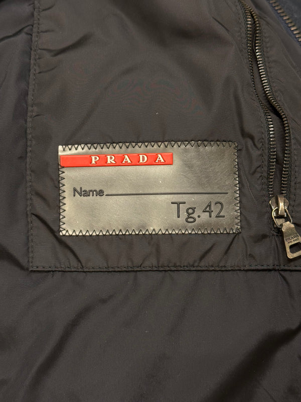 2000s Prada heavy wool pocket hooded coat