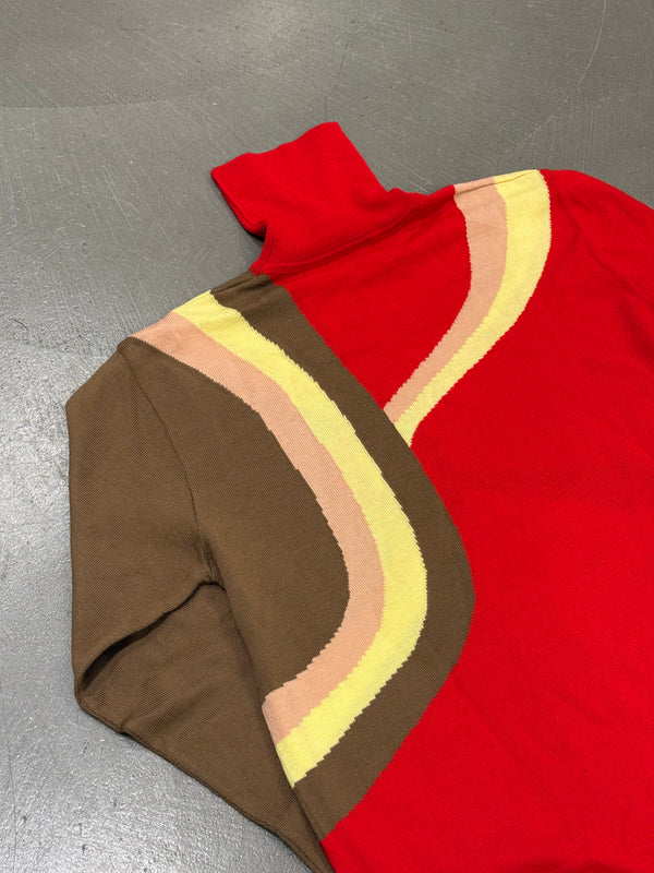 F/W2000 Gianni Versace runway wavy colorblock knit sweater