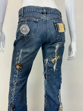 Load image into Gallery viewer, S/S 2001 Dolce &amp; Gabbana safety pin punk jeans with broches
