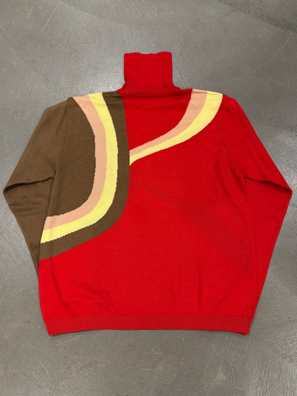 F/W2000 Gianni Versace runway wavy colorblock knit sweater