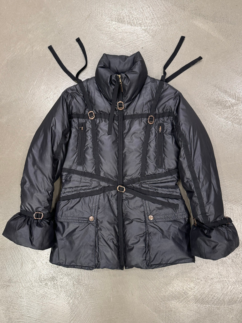 1990s Roberto Cavalli harness bondage puffer jacket
