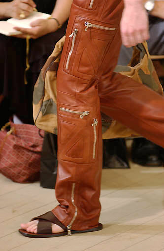 SS2002 Dolce & Gabbana leather zipper flight cargo pants