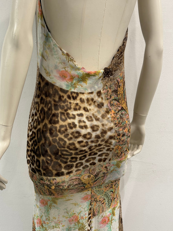 2000s Roberto Cavalli animal print patchwork dress