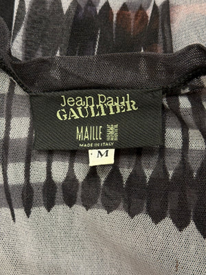 A/W2001 Jean Paul Gaultier colorblock graphic mesh top