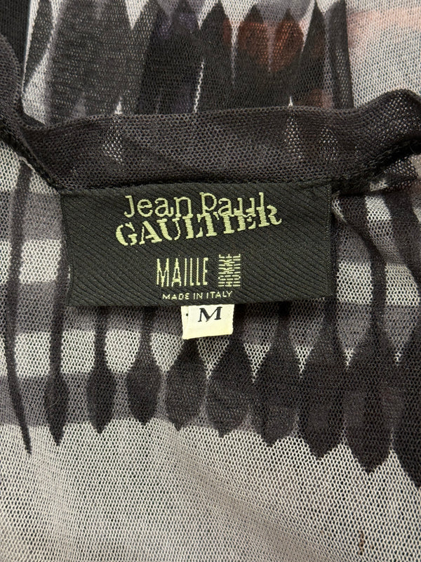 A/W2001 Jean Paul Gaultier colorblock graphic mesh top