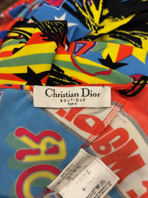S/S2002 Christian Dior Rasta collection print halter mini dress
