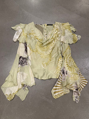 A/W2006 Roberto Cavalli dragon ruffle silk blouse top