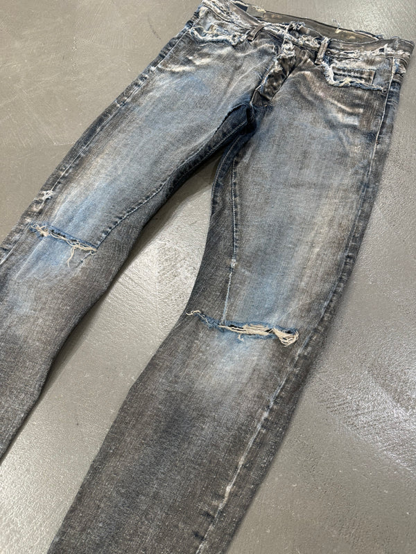 2009 Rick Owens Olmar and Mirta distressed dust denim
