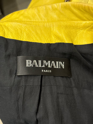 Balmain by Decarnin biker yellow leather jacket