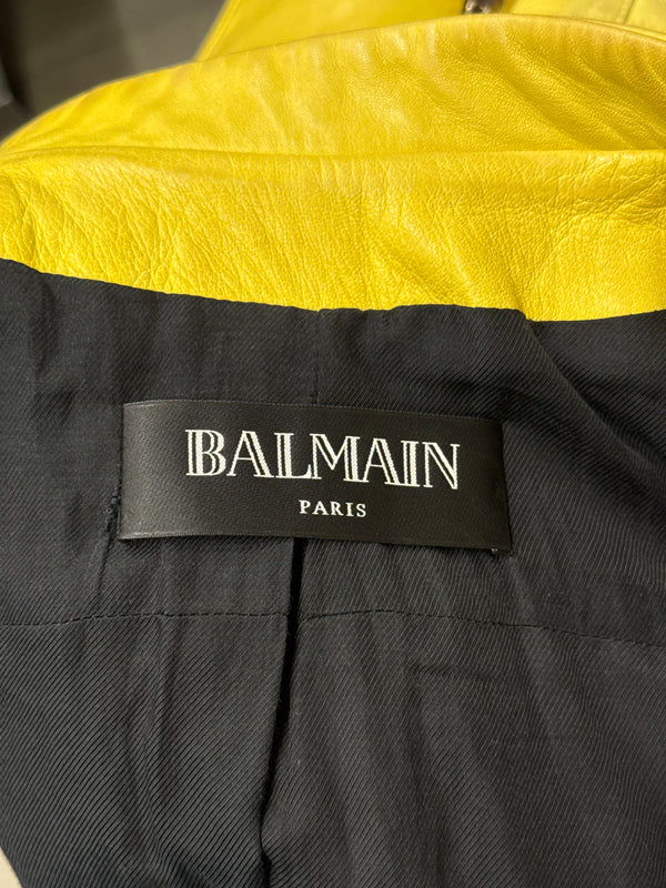 Balmain by Decarnin biker yellow leather jacket