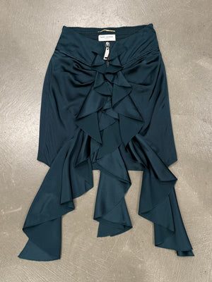 2017 Saint Laurent asymmetric draped ruffle skirt