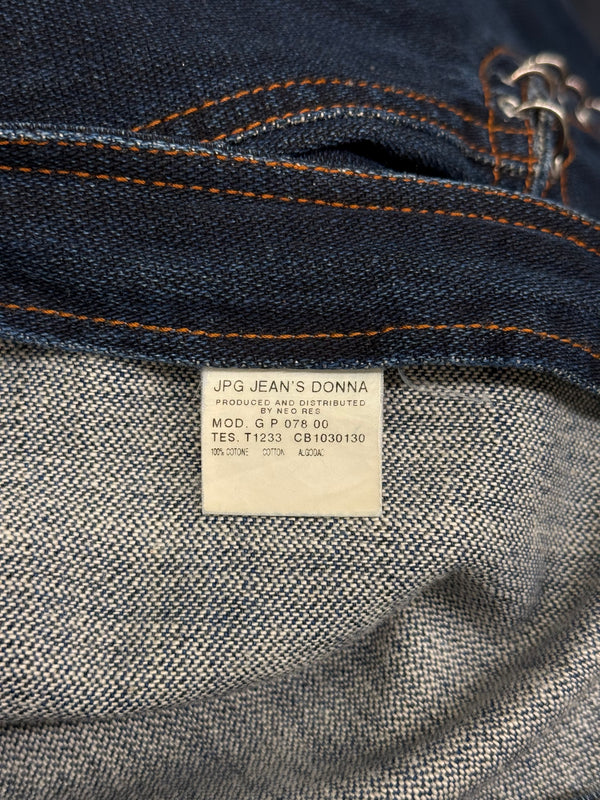 2000s Jean Paul Gaultier pierced patchwork flared jeans