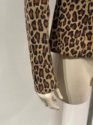 1990s Dolce & Gabbana leather leopard print cropped jacket
