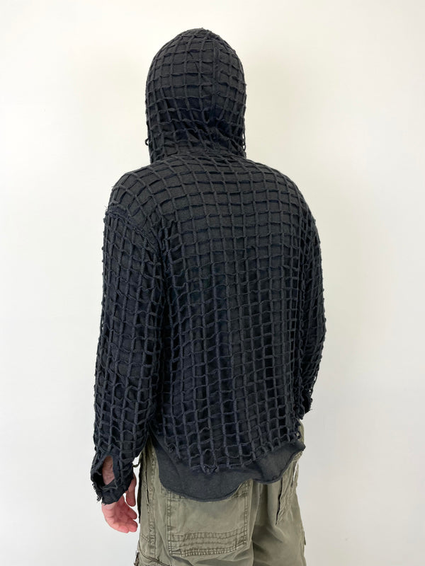 AW2012 Dolce & Gabbana laser cut net double layer hoodie