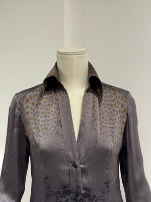2000s Roberto Cavalli silk embroidered blouse