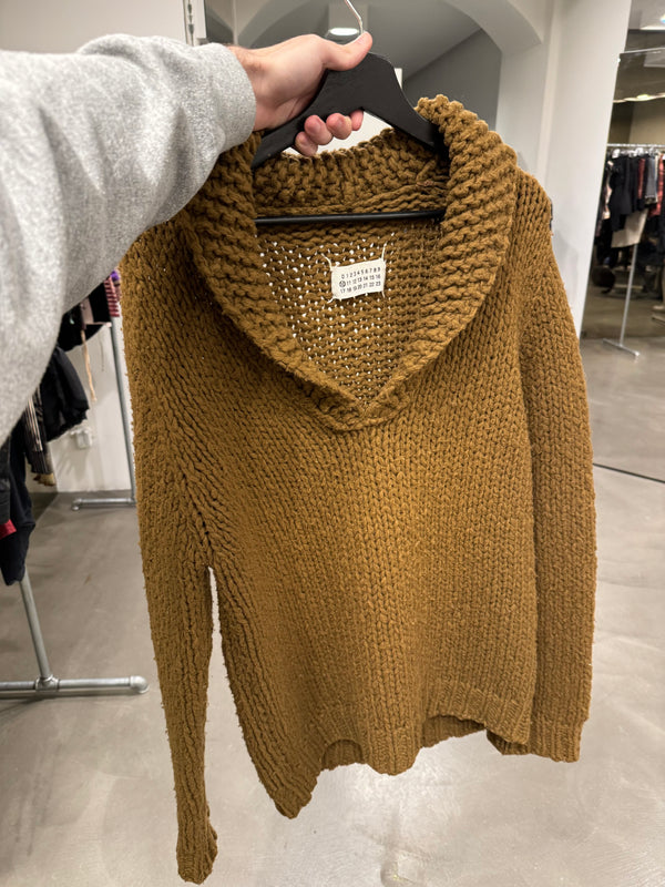1990s Maison Margiela Miss Deanna Heavy Knit Shawl Collar Sweater