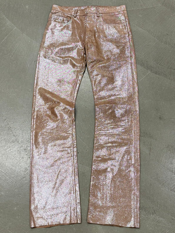 A/W2005 Dior by Hedi Slimane runway gold glitter leather pants
