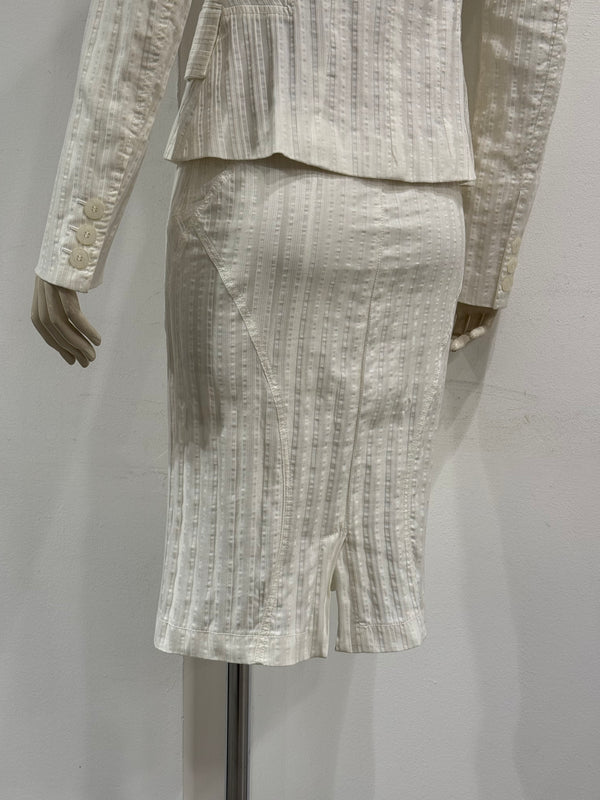 2000s Cavalli pleated blazer and skirt set