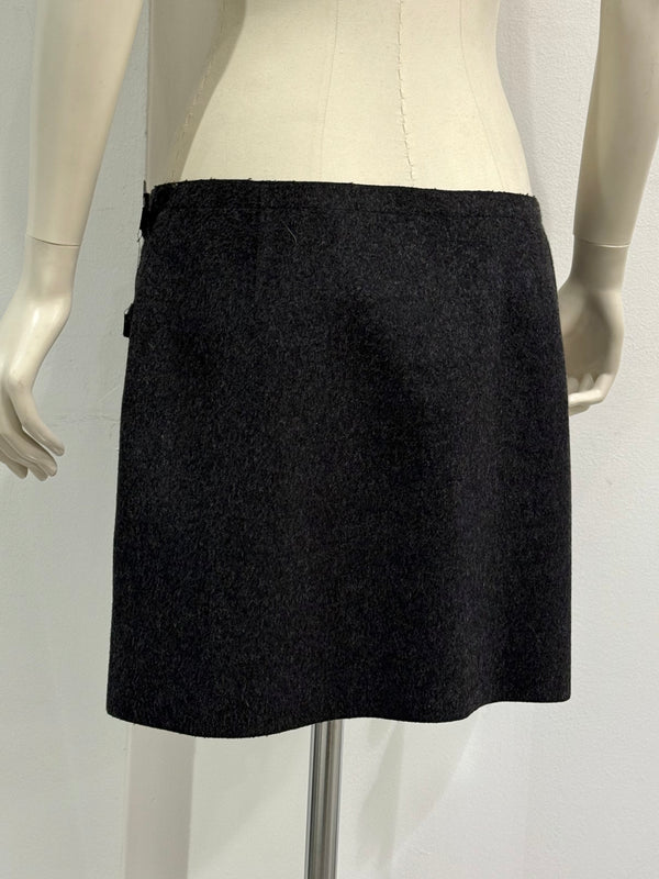 2007 Prada bondage mini pleated wool skirt