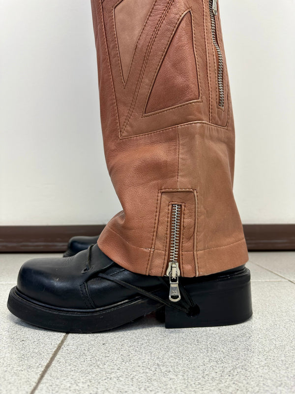 SS2002 Dolce & Gabbana leather zipper flight cargo pants