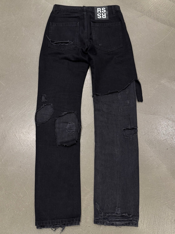 A/W2019 Raf Simons distressed black double layer pants
