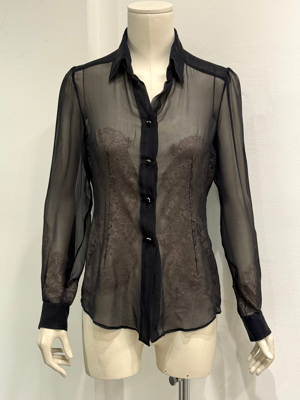 2000s Dolce & Gabbana Silk lace hybrid shirt