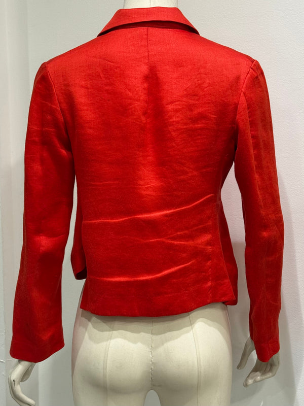 S/S2005 Yohji Yamamoto runway asymmetrical red ramie jacket