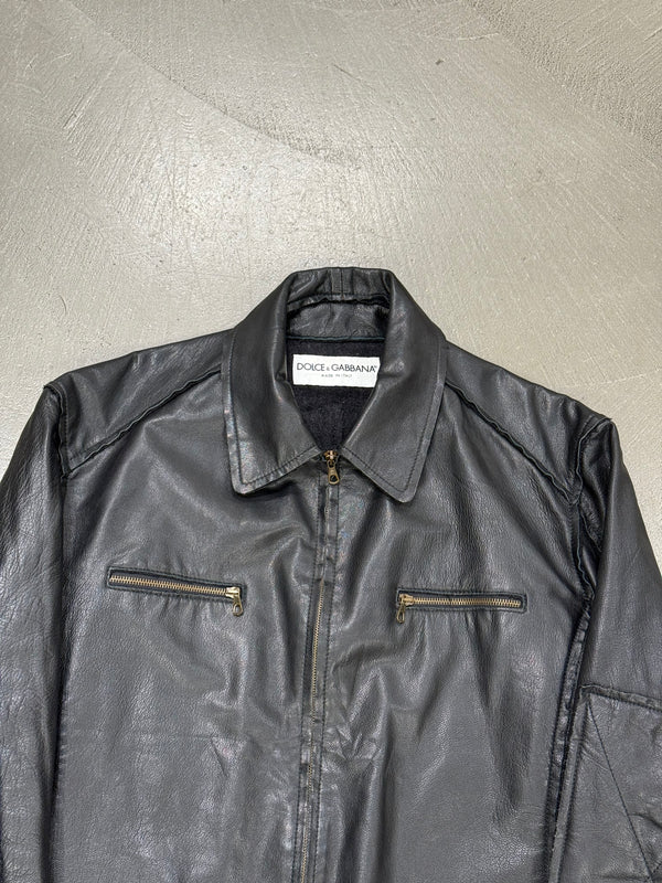1990s Dolce & Gabbana panelled leather jacket