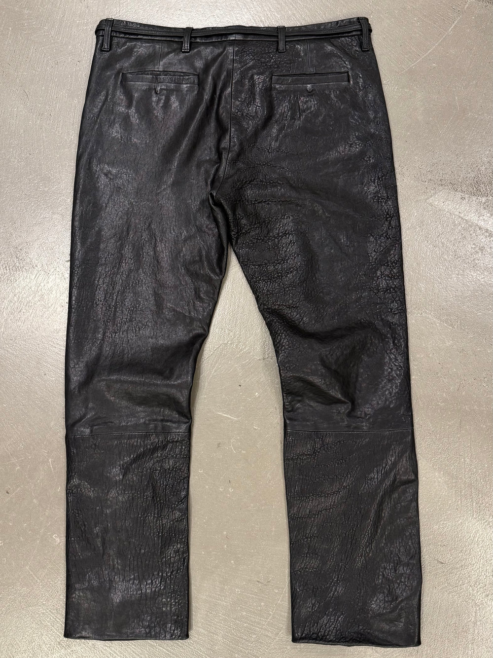 2000s Ann Demeulemeester leather pants with waist straps