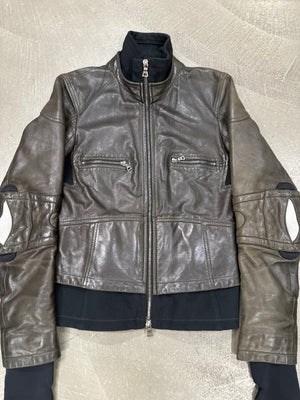 2000s Prada biker leather jacket