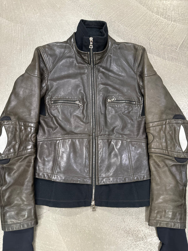2000s Prada biker leather jacket